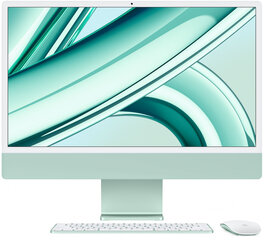 iMac 24” 4.5K Retina, Apple M3 8C CPU, 10C GPU/8GB/256GB SSD/Green/INT - MQRN3ZE/A hind ja info | Lauaarvutid | kaup24.ee