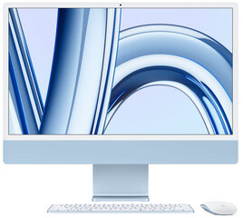 iMac 24” 4.5K Retina, Apple M3 8C CPU, 10C GPU/8GB/512GB SSD/Blue/INT - MQRR3ZE/A цена и информация | Стационарные компьютеры | kaup24.ee