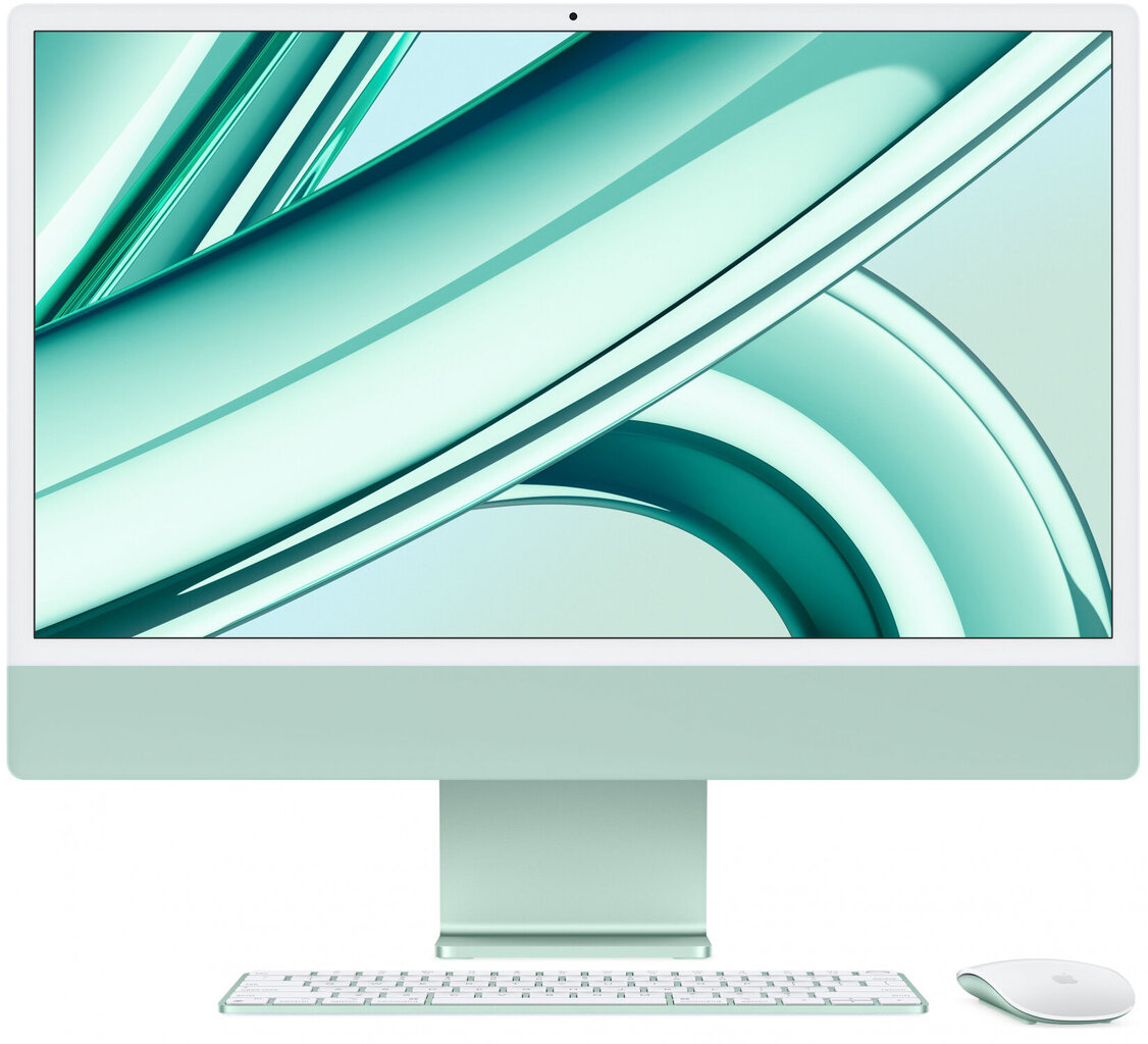 iMac 24” 4.5K Retina, Apple M3 8C CPU, 10C GPU/8GB/512GB SSD/Green/SWE - MQRP3KS/A hind ja info | Lauaarvutid | kaup24.ee