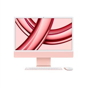 iMac 24” 4.5K Retina, Apple M3 8C CPU, 8C GPU/8GB/256GB SSD/Pink/SWE - MQRD3KS/A hind ja info | Lauaarvutid | kaup24.ee