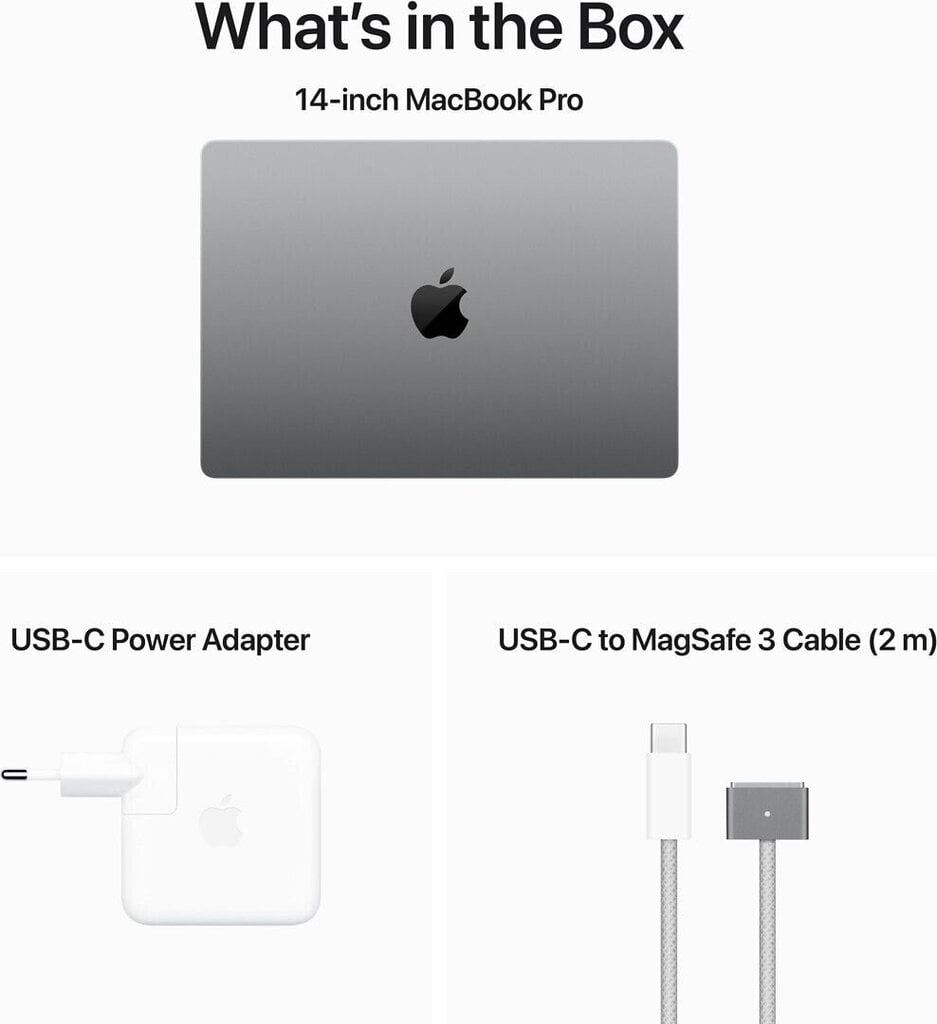 MacBook Pro 14" Apple M3 8C CPU, 10C GPU/8GB/1TB SSD/Silver/INT - MR7K3ZE/A hind ja info | Sülearvutid | kaup24.ee