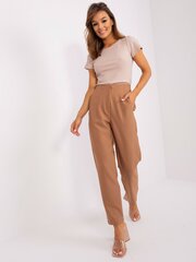 Элегантные женские брюки, сигариллы с завышенной талией Och Bella, верблюжий цена и информация | Женские брюки | kaup24.ee