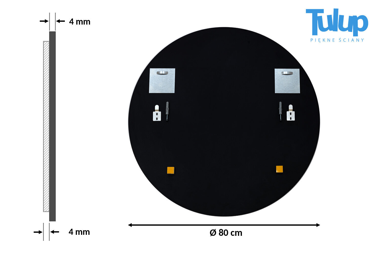 Peegel raamiga Tulup, 40 cm, must hind ja info | Peeglid | kaup24.ee
