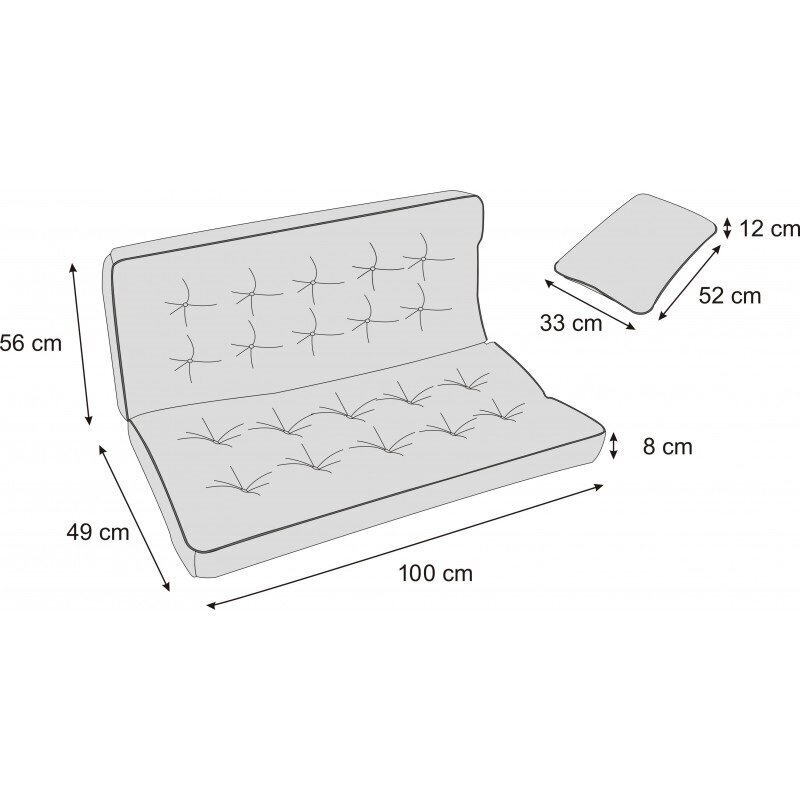 Kiige, aia või kohviku pingi padi, mõõdud 100 cm x 105 cm x 8 cm hind ja info | Toolipadjad ja -katted | kaup24.ee