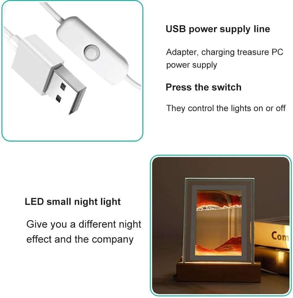 LED öölamp "Moving Sand Art" sinine hind ja info | Laualambid | kaup24.ee