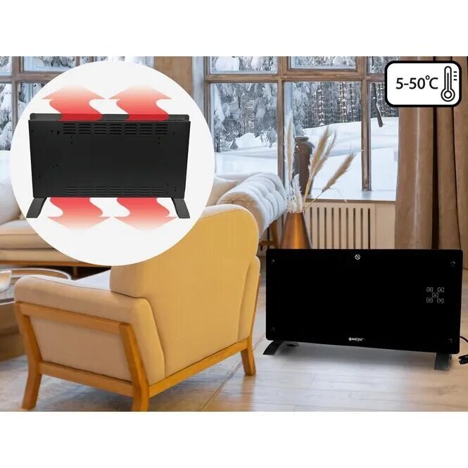 Klaaskonvektorküttekeha Eco Wifi termostaat, must цена и информация | Küttekehad | kaup24.ee