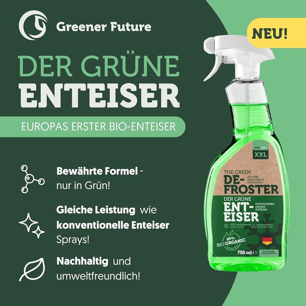 Orgaaniline tuuleklaasi jääsulataja Greener Future®, 2x750 ml hind ja info | Autokeemia | kaup24.ee