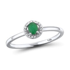 Valgest kullast sõrmus smaragdi ja teemantidega hind ja info | Sõrmused | kaup24.ee