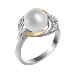 Kullatud hõbesõrmus pärli ja tsirkoonidega hind ja info | Sõrmused | kaup24.ee