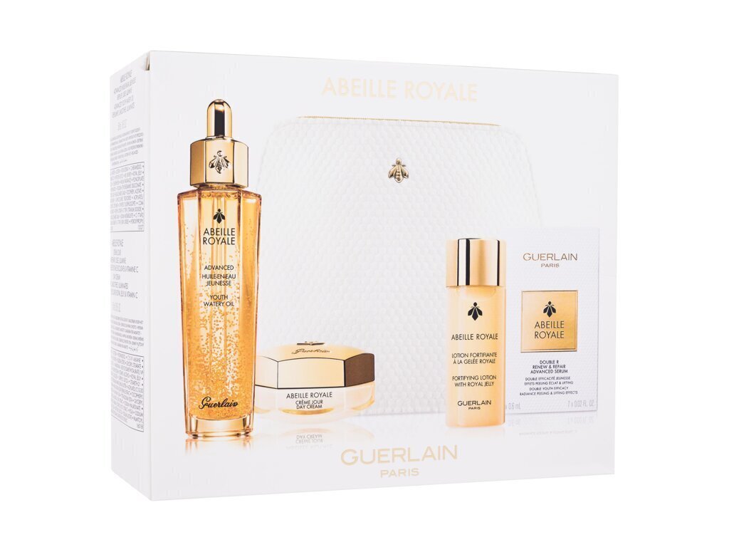 Guerlain Abeille Royale komplekt: õli, 50 ml + toonik, 40 ml + seerum, 7x0,6 ml + päevakreem, 15 ml + kosmeetikakott. цена и информация | Näokreemid | kaup24.ee