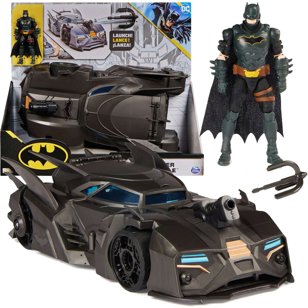 Komplekt DC Comics Batmani figuur 10 cm nukk + Batmobile tarvikud цена и информация | Poiste mänguasjad | kaup24.ee