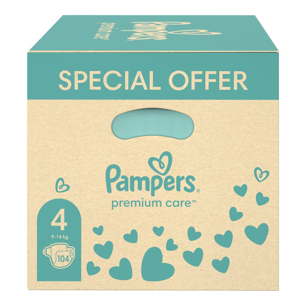 Pampers Premium Care 4, 9-14 kg, 104 tk + Harmonie Aqua 48 tk. hind ja info | Mähkmed | kaup24.ee