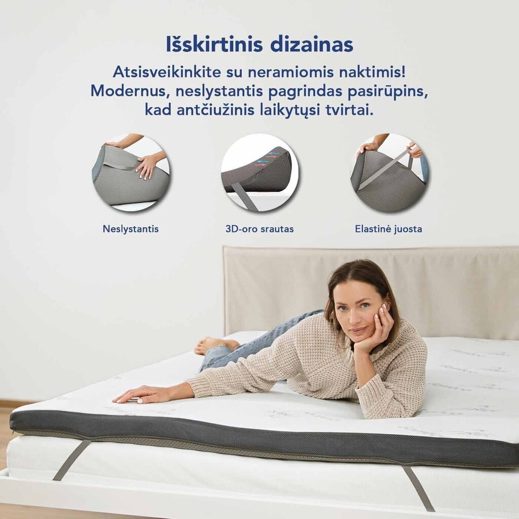 Memory foam madrats bambuskattega 3D Air 180x200 cm hind ja info | Kattemadratsid | kaup24.ee