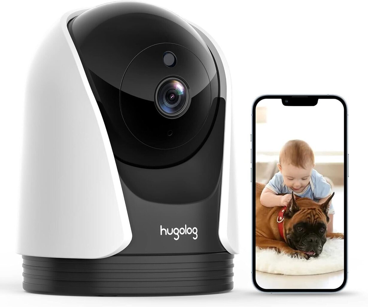 Hugolog beebimonitor kaameraga, 2K, Wi-Fi, 2,4 GHz, liikumisandur, kahesuunaline heli, Alexa цена и информация | Beebimonitorid | kaup24.ee