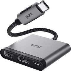 USB C HDMI Адаптер 3 в 1, Multiort Adapter UNI USB-C, поддерживает зарядку 100W, 4K HDMI и USB 3.0, совместимый с iPad Pro 2020/2018, MacBook, Samung S20, Huawei, Surface и Mehr-Space Grau цена и информация | Адаптеры и USB-hub | kaup24.ee