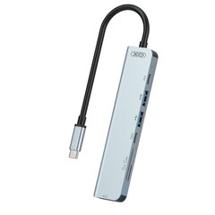 XO HUB008 Hub адаптер USB-C на Hdmi 4K 30Hz / SD & Micro SD / USB 3.0 / USB 2.0 / 2x USB-C PD 100W цена и информация | Адаптеры и USB-hub | kaup24.ee