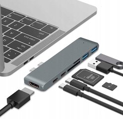 Adapter CO2 7in1 USB-C, USB-A, HDMI 4K, USB-C, Thunderbolt 3, microSD/SD hind ja info | USB jagajad, adapterid | kaup24.ee