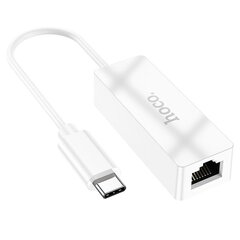 Аудио адаптер Hoco UA22 Type-C to RJ45 100 Mbp белый цена и информация | Адаптеры и USB-hub | kaup24.ee