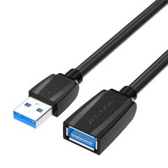 Удлинительный кабель USB 3.0, штекер USB — гнездо USB, Vention, 2 м (черный) цена и информация | Адаптеры и USB-hub | kaup24.ee