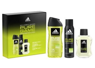 Komplekt Adidas Pure Game meestele: tualettvesi Edt, 100 ml + dušigeel, 250 ml + spreideodorant, 150 ml hind ja info | Meeste parfüümid | kaup24.ee