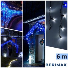 Новогодняя гирлянда-сосульки Berimax 120 LED 6 м, синяя/белая цена и информация | Гирлянды | kaup24.ee