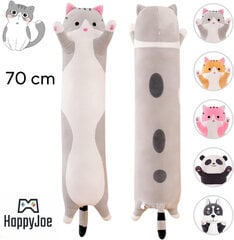 Плюшевая длинная подушка Кошка HappyJoe, серая 70 см цена и информация | Мягкие игрушки | kaup24.ee