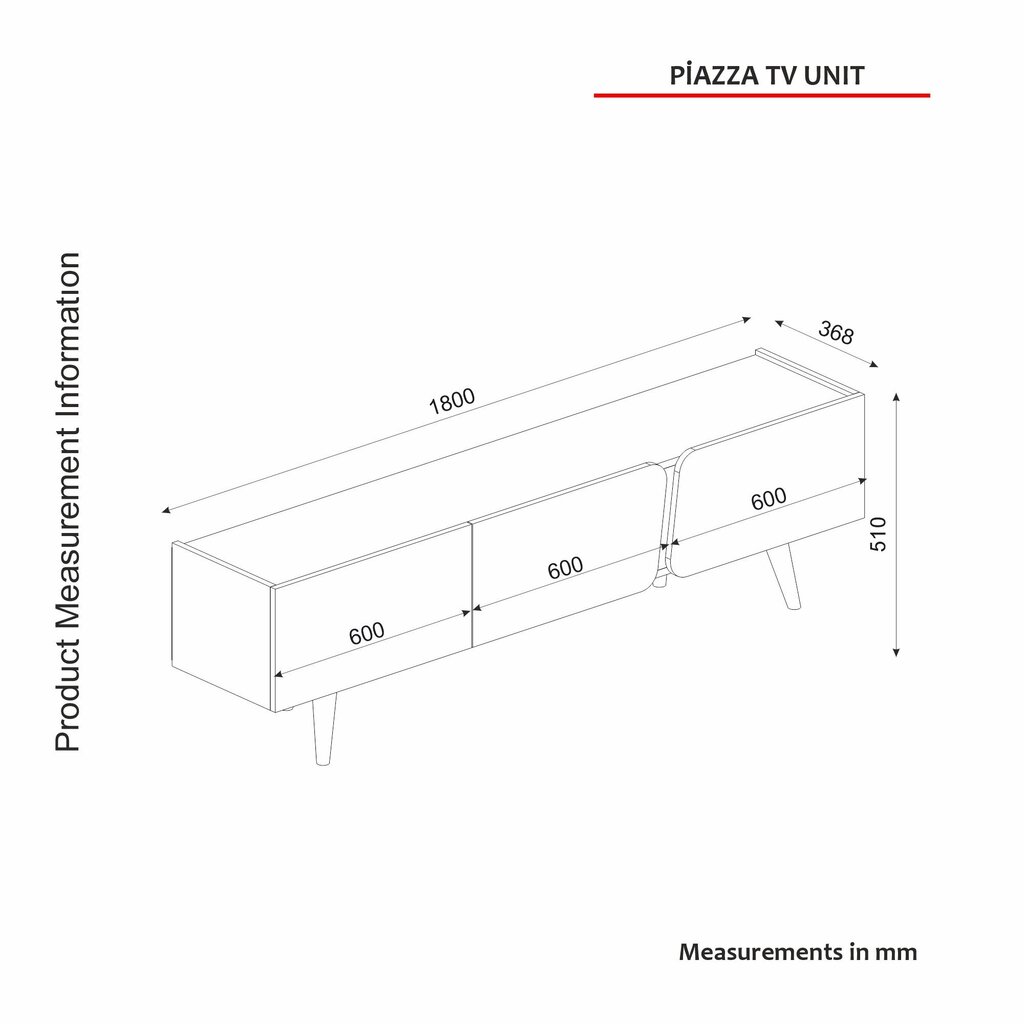 TV üksus Asir, 180x51x36,8cm, pruun/hall hind ja info | TV alused | kaup24.ee