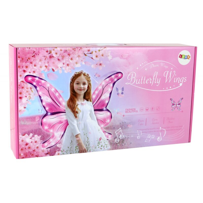 LED Melody Pink Fairy Butterfly Wings Set hind ja info | Karnevali kostüümid | kaup24.ee