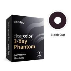 Цветные Однодневные Контактные Линзы Clearcolor Phantom 1Day Black Out FN101N R8.60 D14.5, черные, 2 линзы цена и информация | Линзы для глаз | kaup24.ee