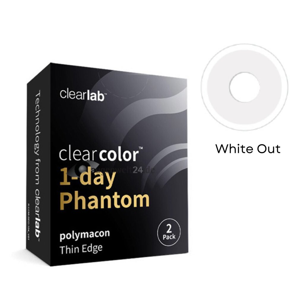 Värvilised kontaktläätsed Clearcolor Phantom 1Day White Out FN103N, valge, 2 tk цена и информация | Kontaktläätsed | kaup24.ee