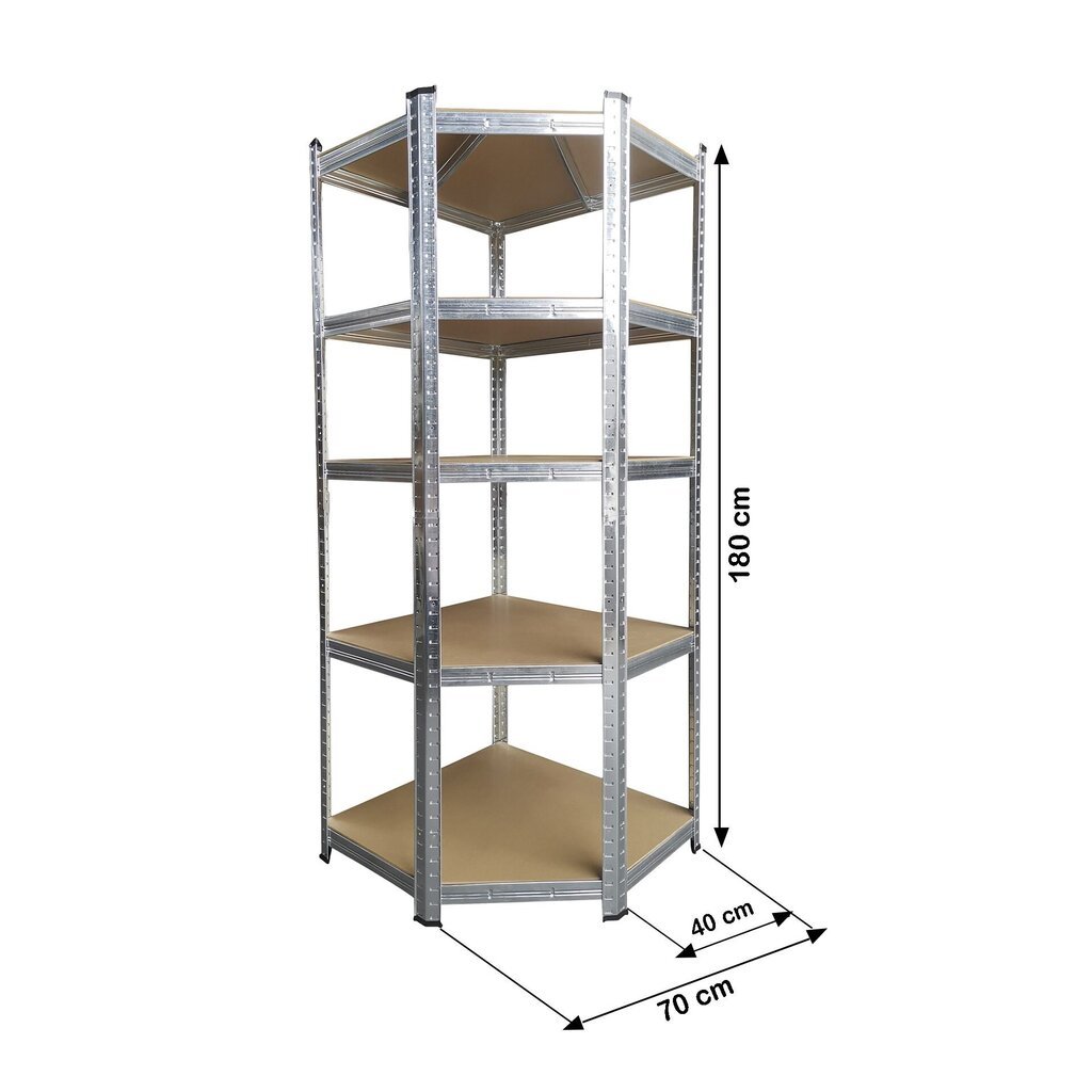 Laoriiul nurka, 180 x 70 x 70 x 40 cm, 175 kg hind ja info | Riiulid tööriistadele | kaup24.ee