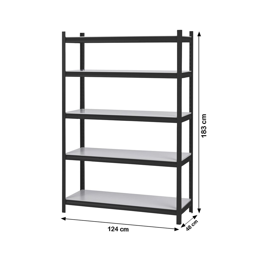Hoiuriiul, 183 x 124 x 48 cm, 400 kg, must hind ja info | Riiulid tööriistadele | kaup24.ee