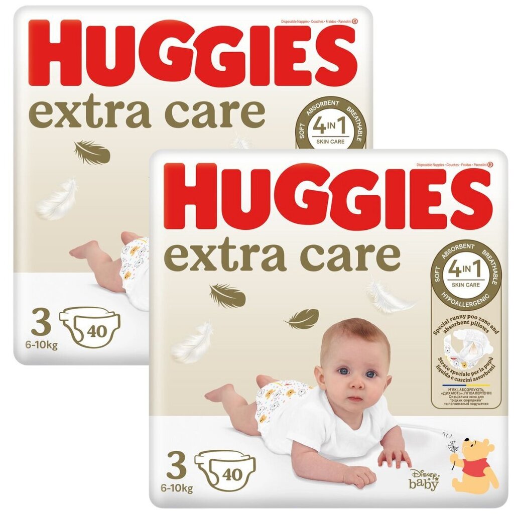 Mähkmed Huggies Extra Care 3, 6-10 kg, 80 tk цена и информация | Mähkmed | kaup24.ee