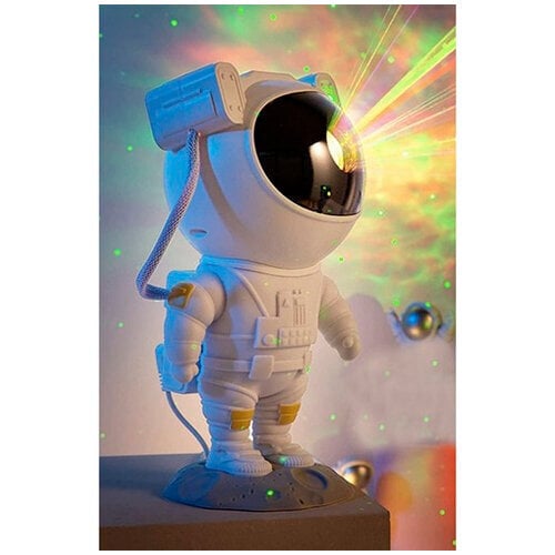 LED projektor Astronaut / Tähistaevas / galaktikad / kosmoseprojektsioon / taimeriga ja kaugjuhtimispuldiga / 5W / USB / valge / 12 x 13 x 25 cm цена и информация | Peokaunistused | kaup24.ee