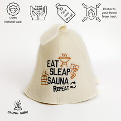 Шапка для сауны Eat Sleep Sauna Repeat 100% шерсть цена и информация | Аксессуары для сауны и бани | kaup24.ee