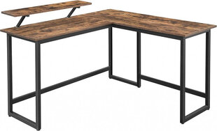 Songmics COMPUTERDESK/RUSTICBROWN+BLACK/140X130X76/91 hind ja info | Arvutilauad, kirjutuslauad | kaup24.ee