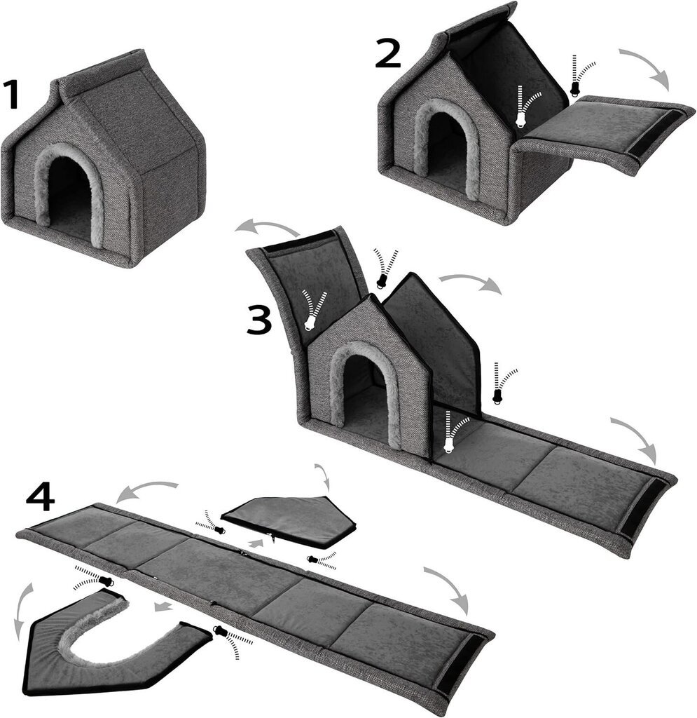 Kokkupandav koeravoodi Doggy Diamond Ekolen R3, 60x50x52 cm, hall цена и информация | Pesad, kuudid | kaup24.ee