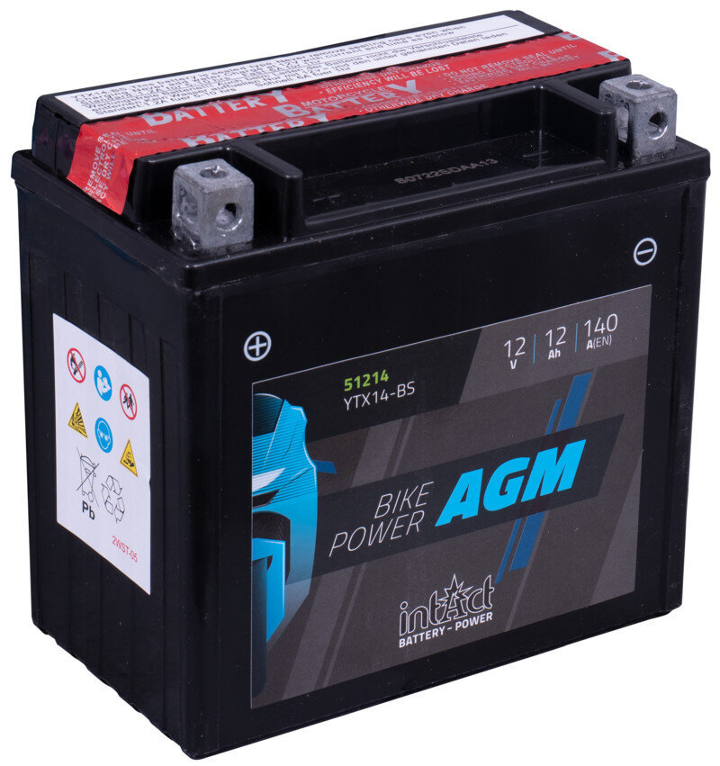Aku mootorrataste jaoks intAct Battery-Power AGM YTX14-BS, 12Ah, c20 ,140A hind ja info | Mootorrataste akud | kaup24.ee