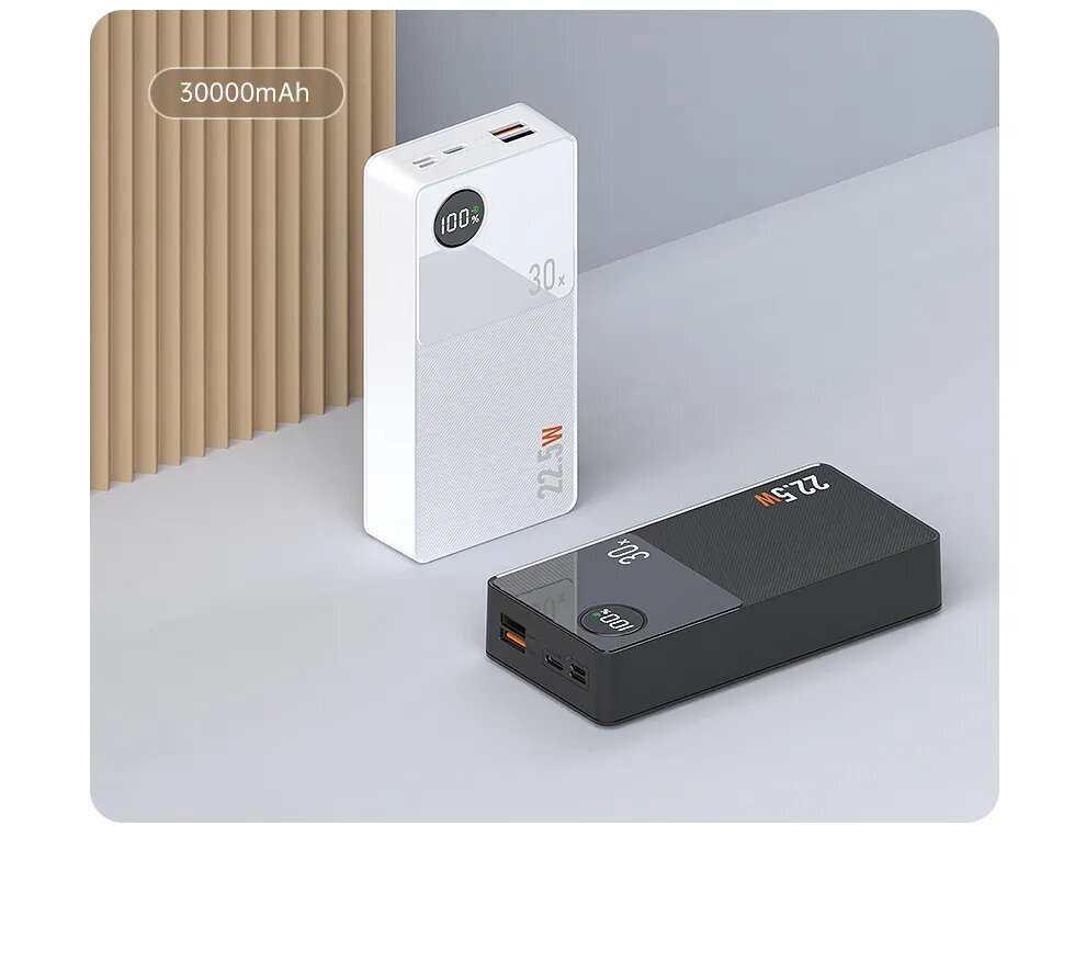 Väline aku (Power Bank) Cyke Q8 22,5 W 30 000 mAh, must цена и информация | Akupangad | kaup24.ee