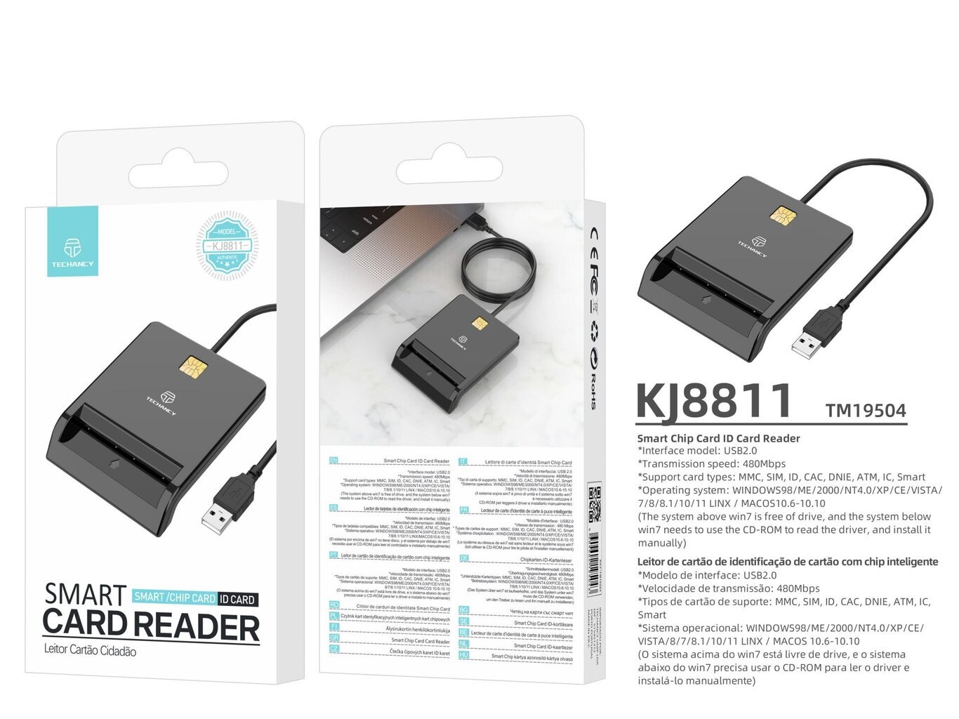 Technacy KJ8811 ID-kaardi lugeja hind ja info | Sülearvuti tarvikud | kaup24.ee