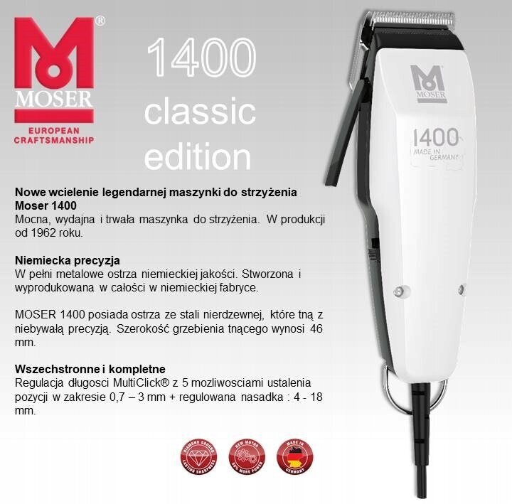 Juukselõikusmasin Moser 1400-0458 цена и информация | Juukselõikusmasinad, trimmerid | kaup24.ee
