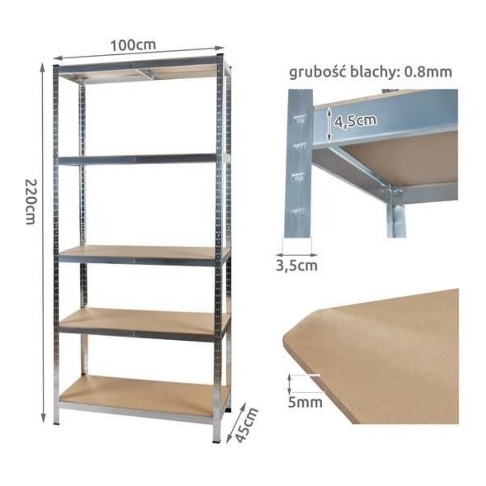 Hoiuriiul MC2721, 220x100x45cm hind ja info | Riiulid tööriistadele | kaup24.ee