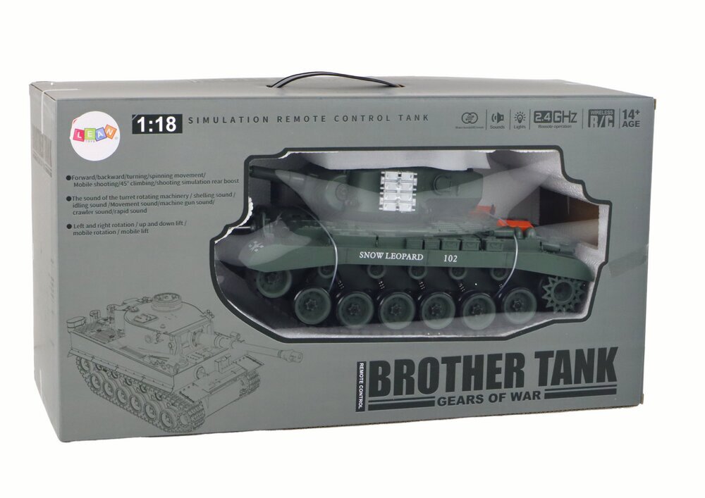 Kaugjuhitav tank Leopard, 1:18, hall цена и информация | Poiste mänguasjad | kaup24.ee