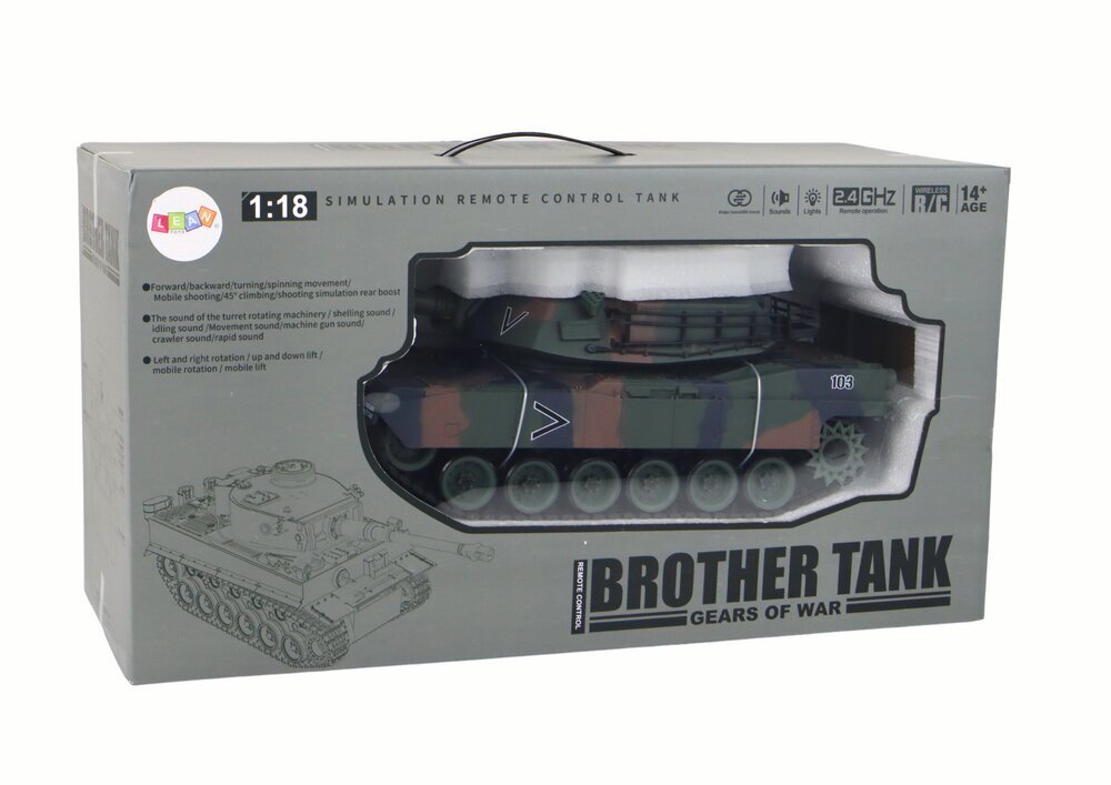 Kaugjuhitav tank koos lisaseadmetega, 1:18 hind ja info | Poiste mänguasjad | kaup24.ee