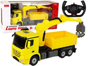 Kaugjuhtimispuldiga veoauto Mercedes, kollane hind ja info | Poiste mänguasjad | kaup24.ee