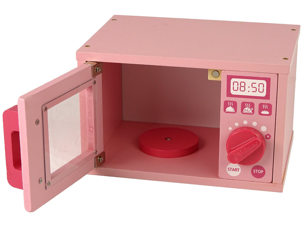 Puidust mikrolaineahi koos tarvikutega, roosa hind ja info | Tüdrukute mänguasjad | kaup24.ee