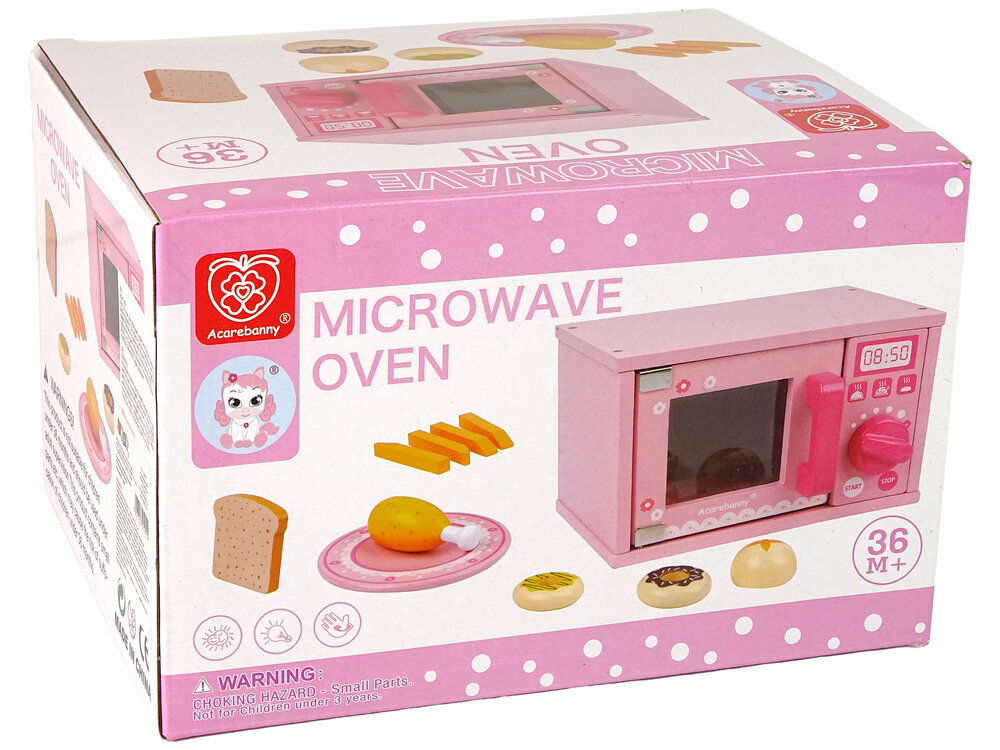 Puidust mikrolaineahi koos tarvikutega, roosa hind ja info | Tüdrukute mänguasjad | kaup24.ee