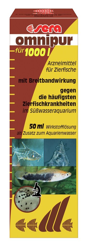 Laia toimespektriga vahend kalahaiguste vastu Sera Omnipur, 50 ml hind ja info | Akvaariumid ja seadmed | kaup24.ee