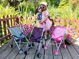 тележка для кукол с большими колесами, розовая цена и информация | Игрушки для девочек | kaup24.ee