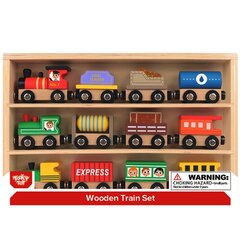 Tooky Toy Набор магнитных поездов и вагончиков из 12 предметов цена и информация | Игрушки для мальчиков | kaup24.ee